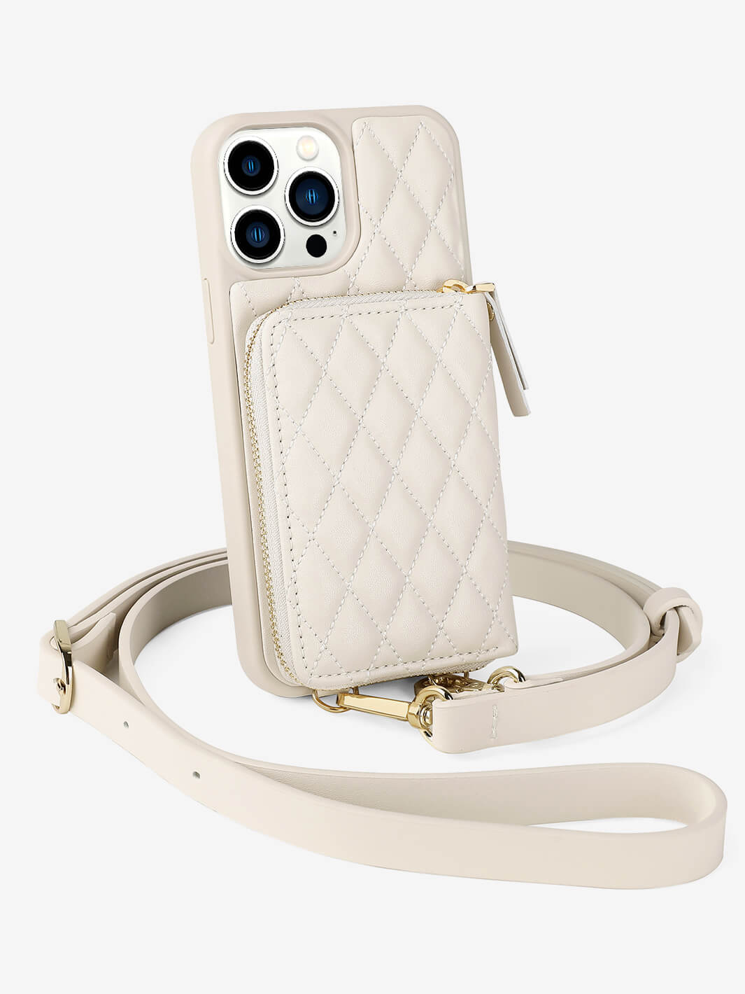 Argyle Crossbody iPhone case in beige-6