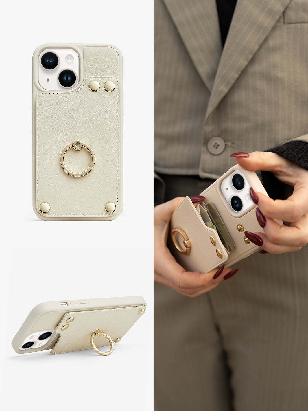 StandEase- Ring Holder Phone Case-beige