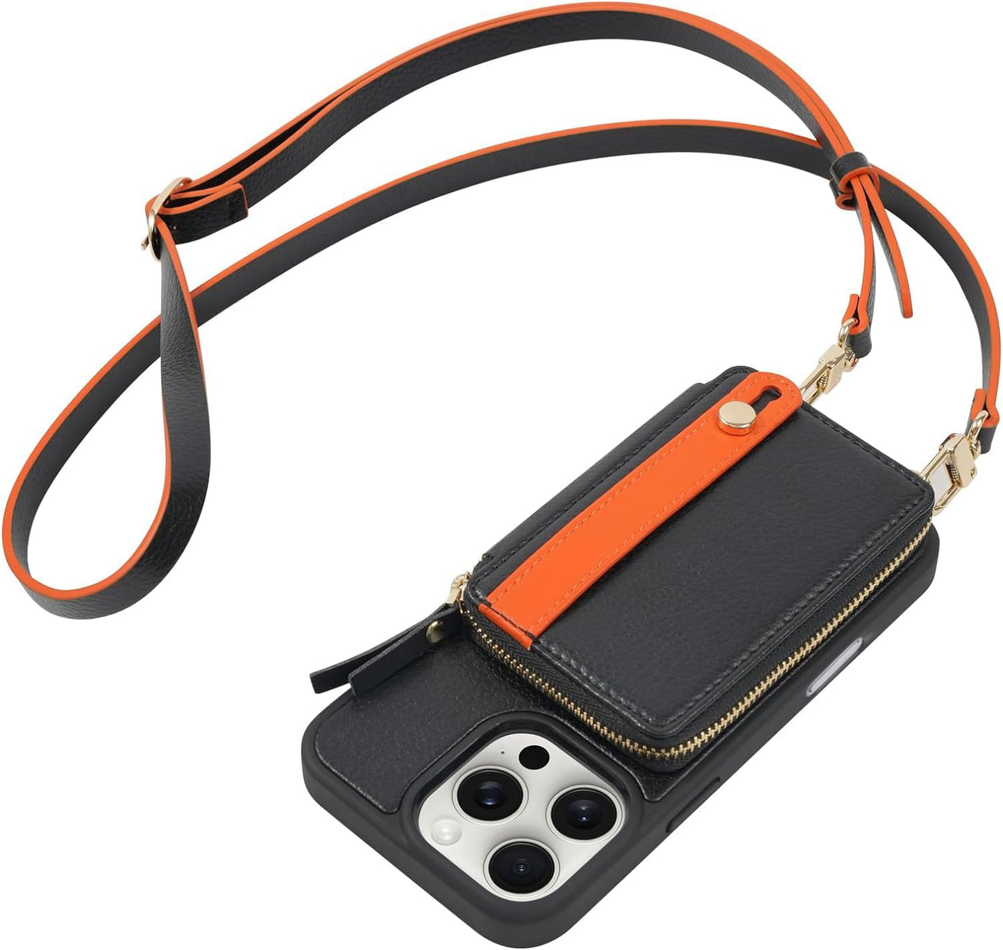 Color Matching Wrist Strap Crossbody Phone Case