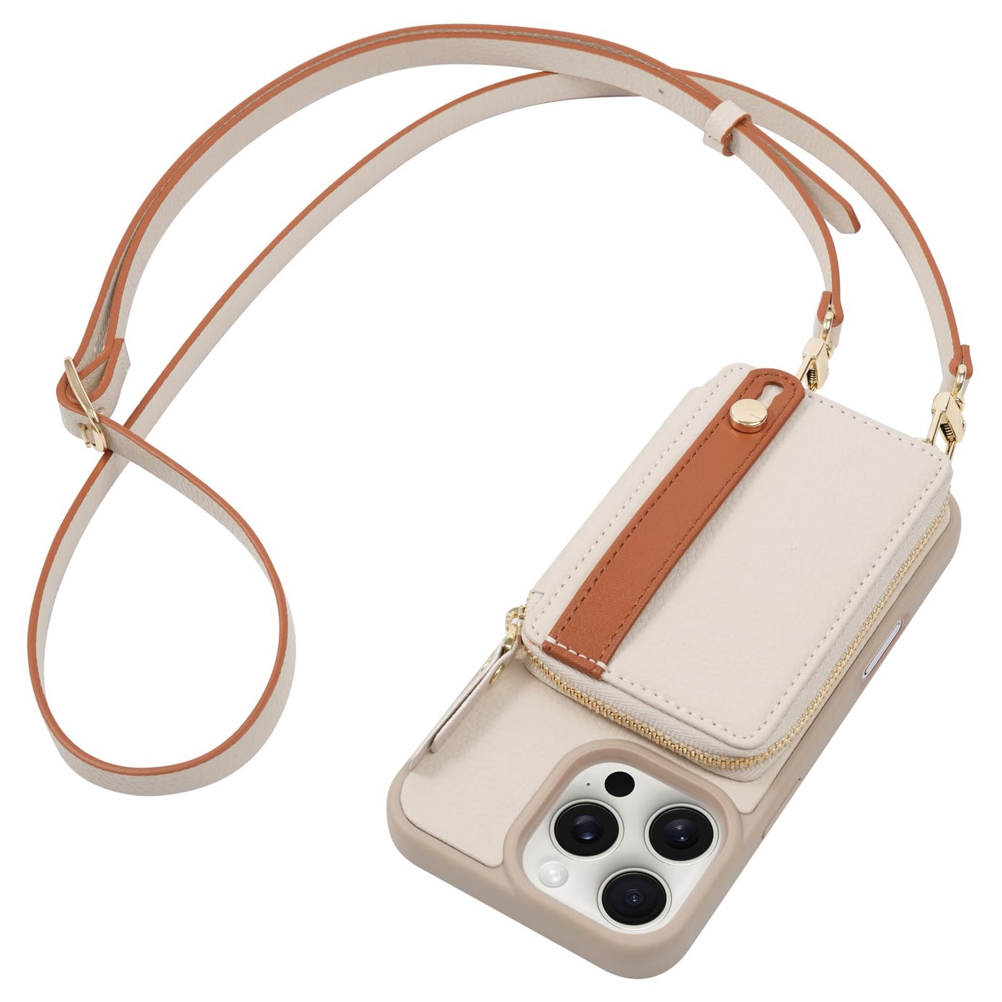 Color Matching Wrist Strap Crossbody Phone Case