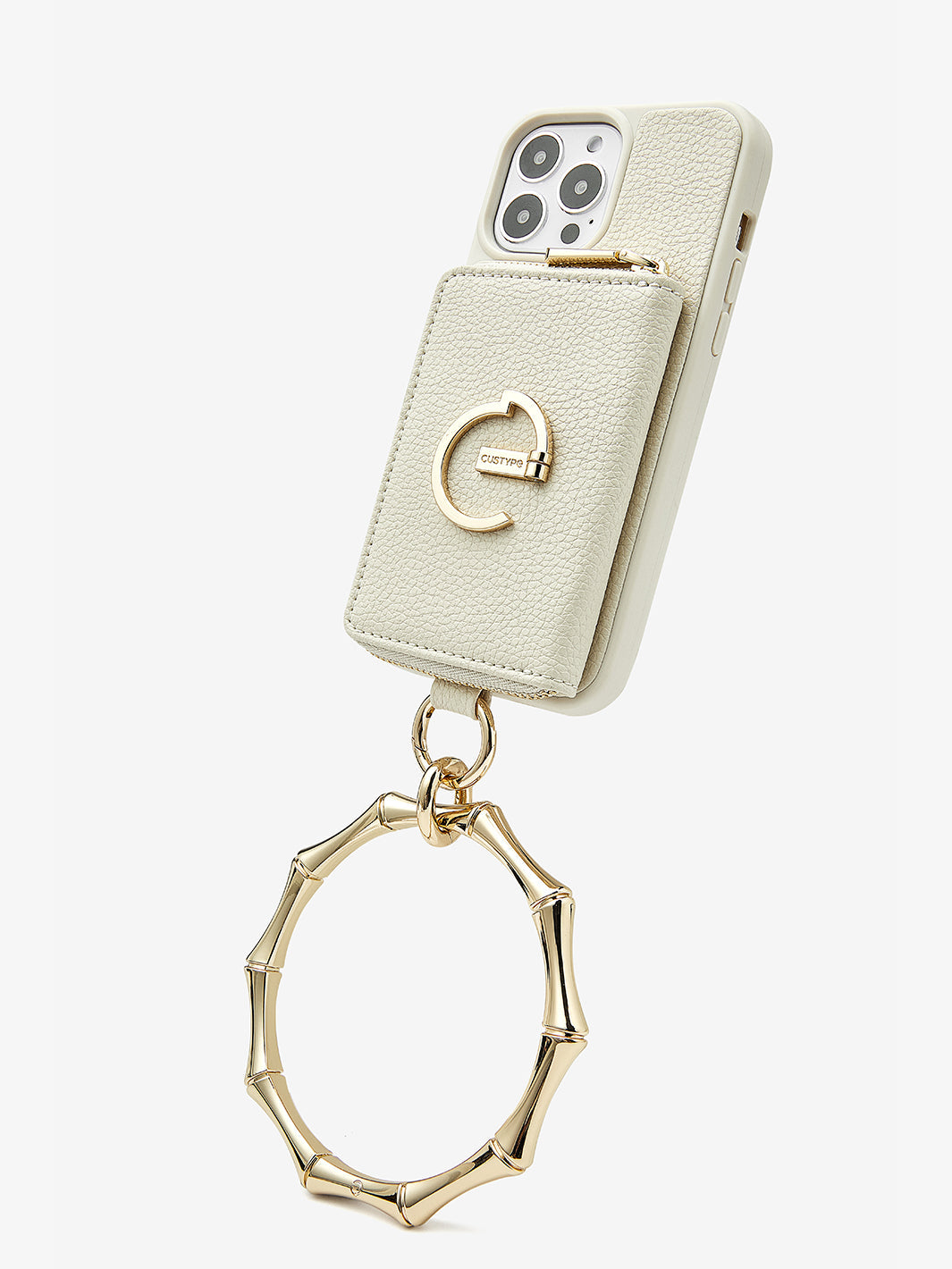 Custype wallet iphone case with kickstand in beige 14