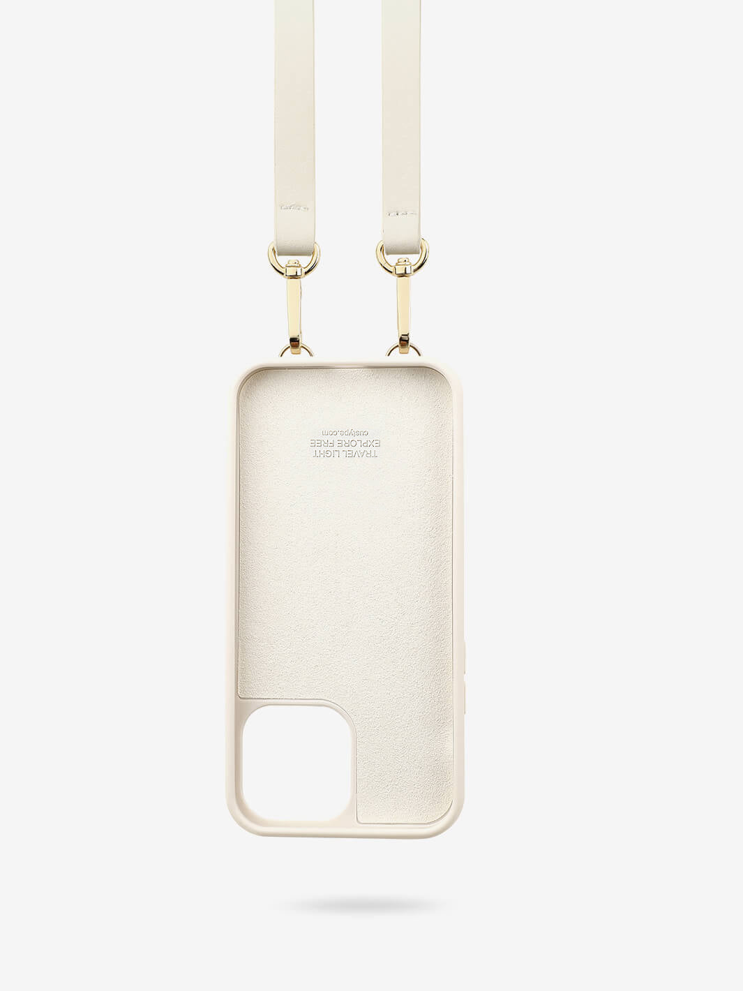 Elegant Metal Crossbody iPhone Cover Case Phone Wallet Pouch Beige-1