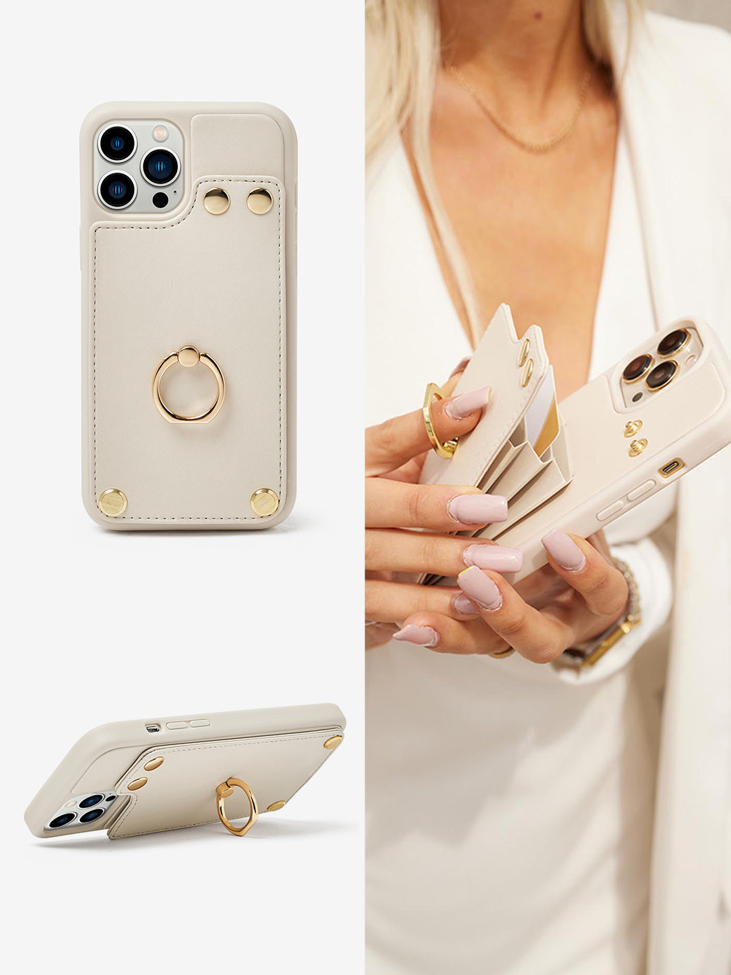 StandEase- Ring Holder Phone Case-beige