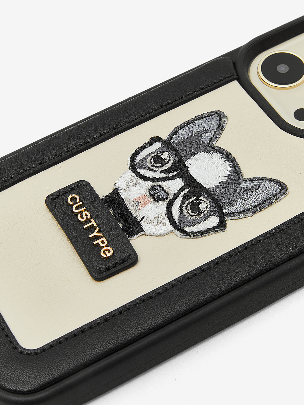 cute puppy phone case in black 14pro max