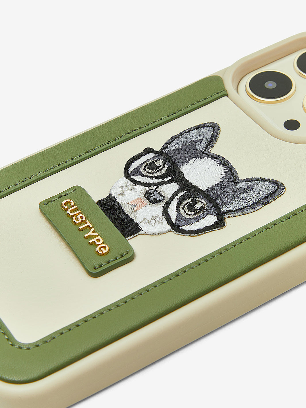 cute puppy phone case in green 14pro