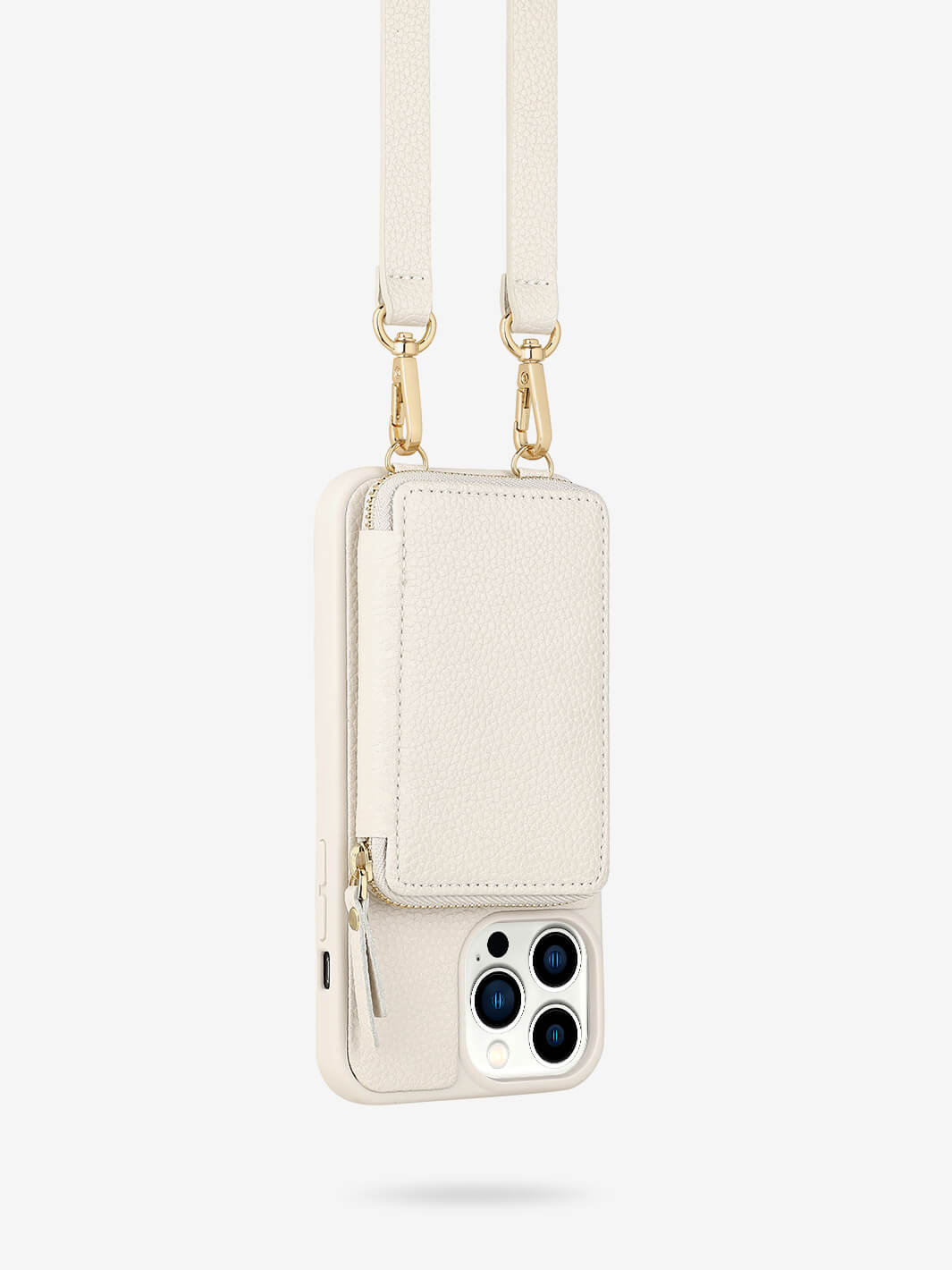 Unique Lychee Crossbody iPhone Cover Case Phone Pouch White