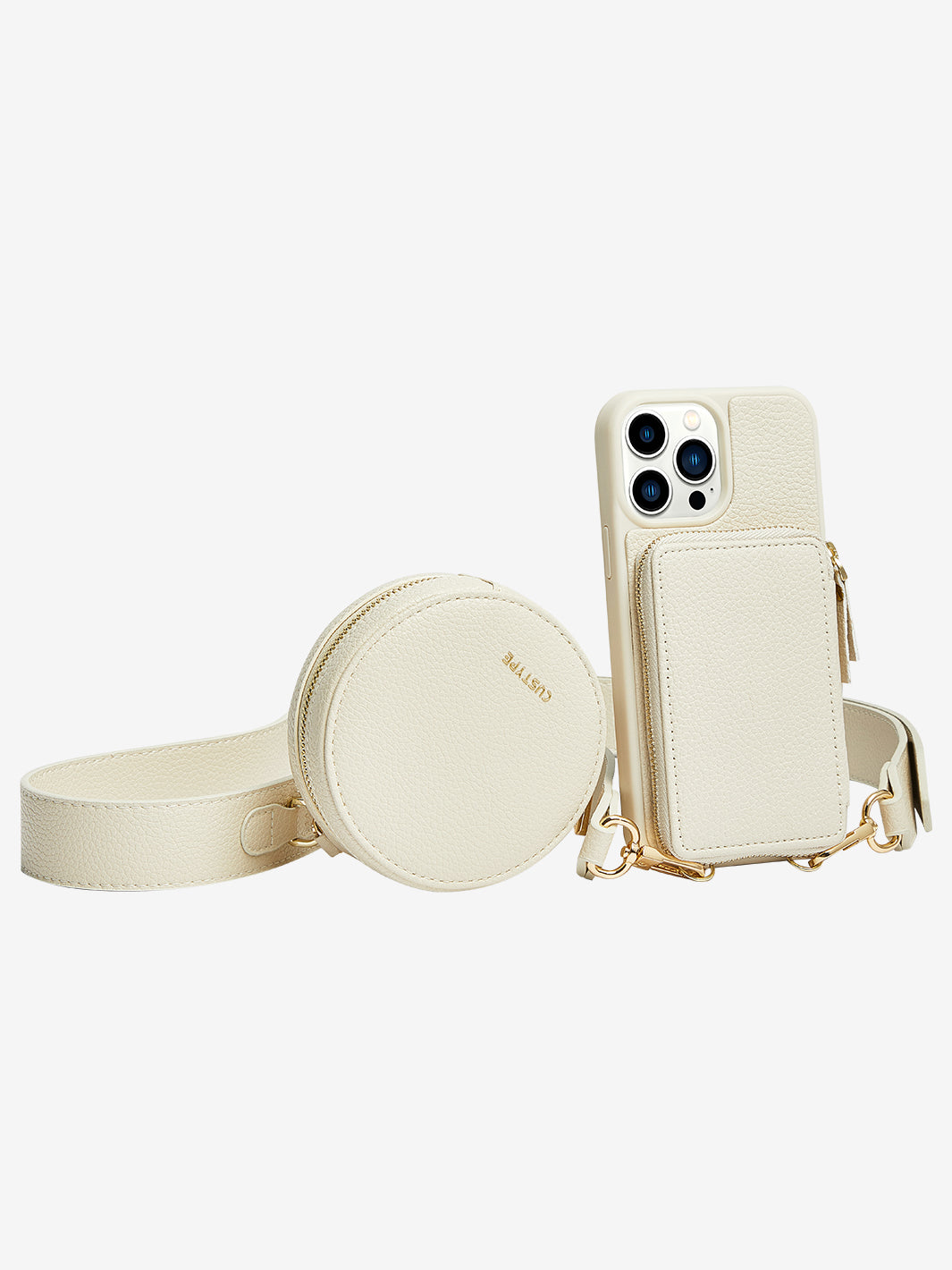 Custype crossbody iPhone case with Round bag beige-07
