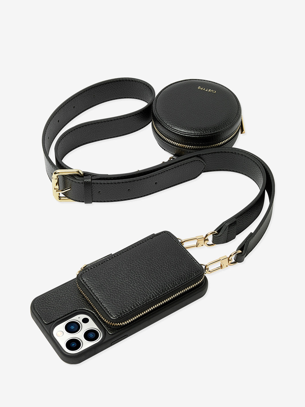 Custype crossbody iPhone case with Round bag black-02