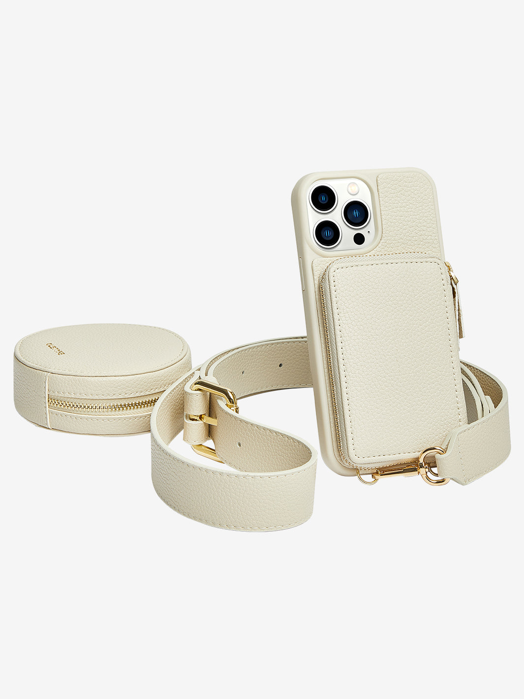 Custype crossbody iPhone case with Round bag beige-05