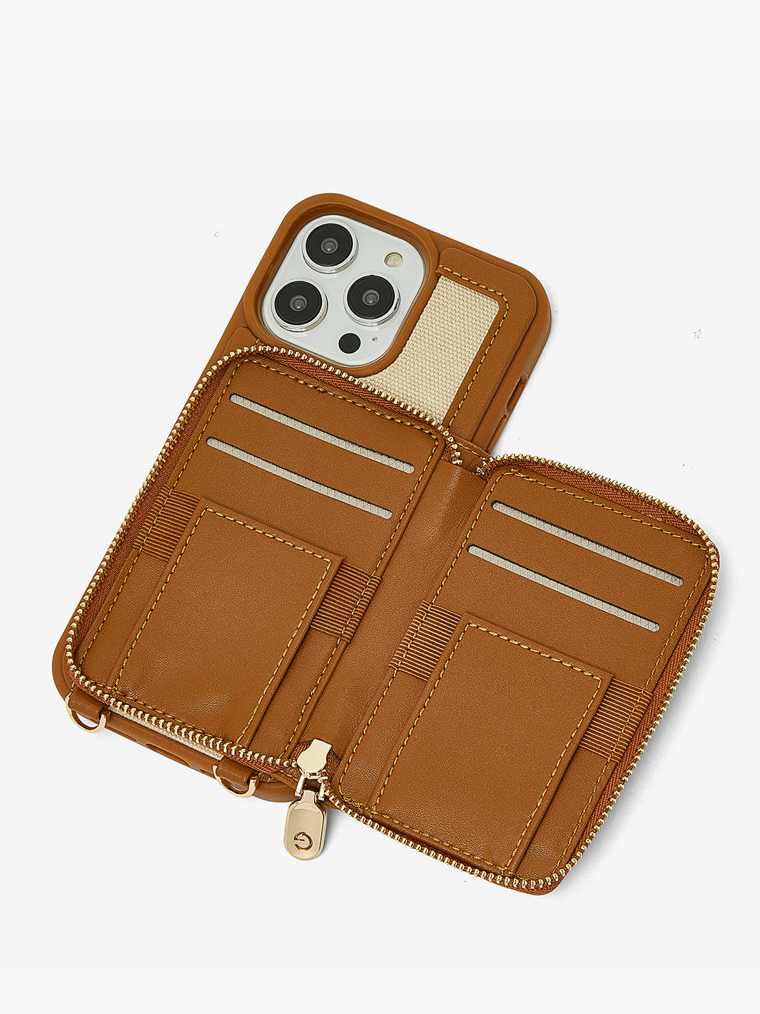 Custype eternal wallet phone case with crossbody strap and wristband in brown 12pm