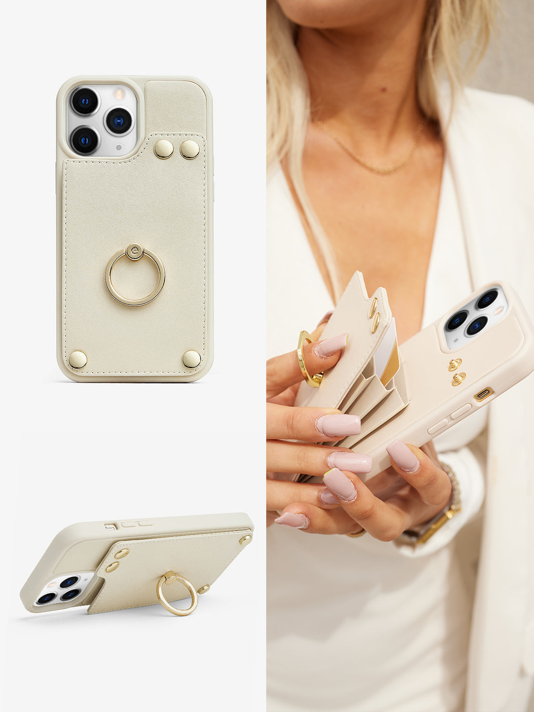 StandEase- Ring Holder Phone Case-beige