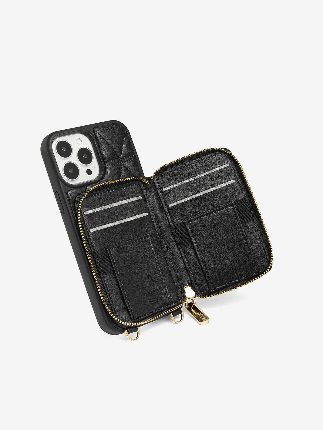 ThreadTrend- Triangle Argyle Phone Case Round Bag Set-black