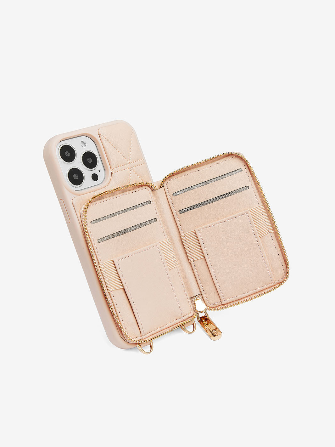 ZipPouch- E-stand Wallet Phone Case-pink