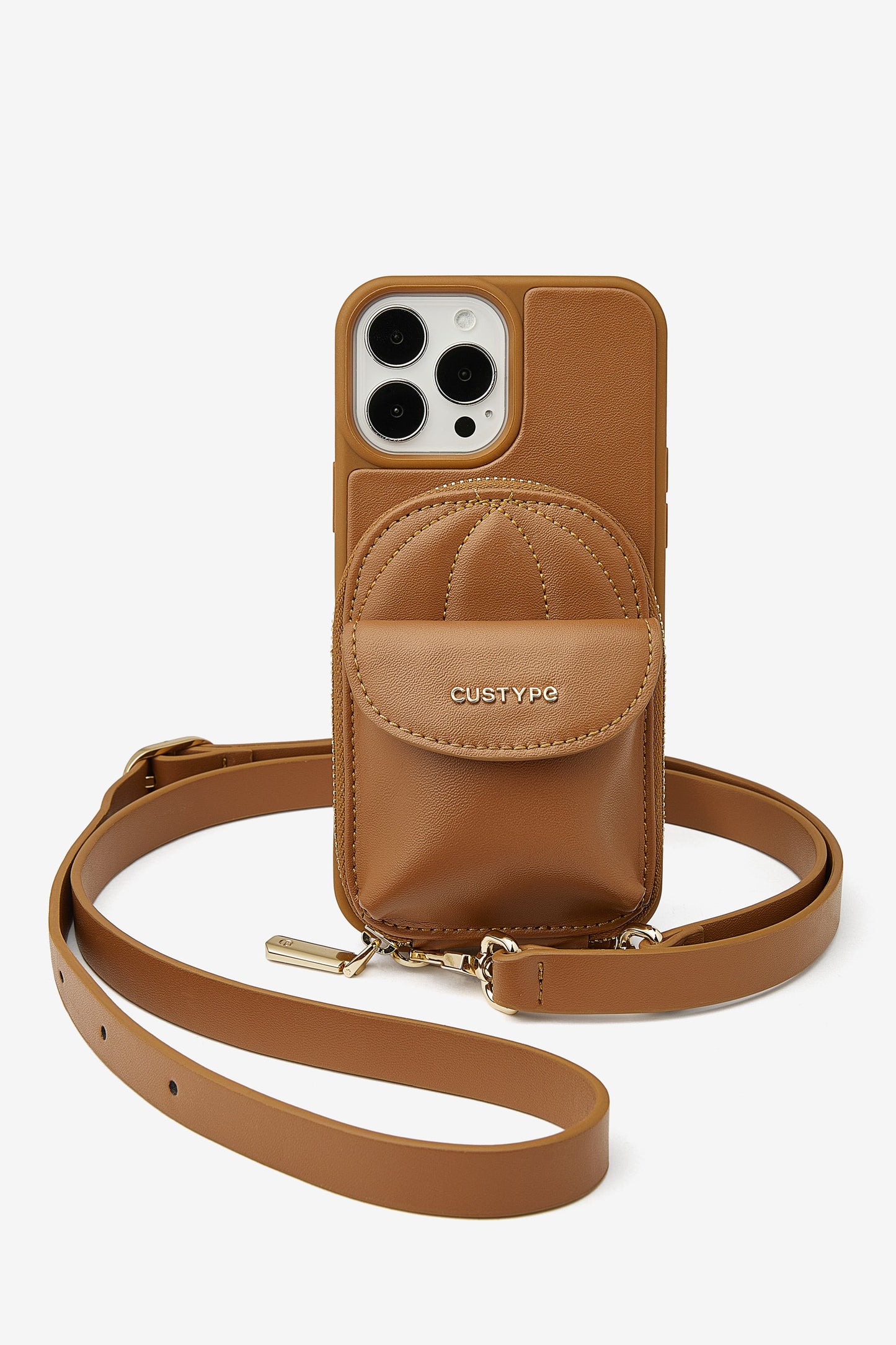 Unique Baseball Cap Phone Case iPhone Crossbody Cover Case Wallet Pouch brown