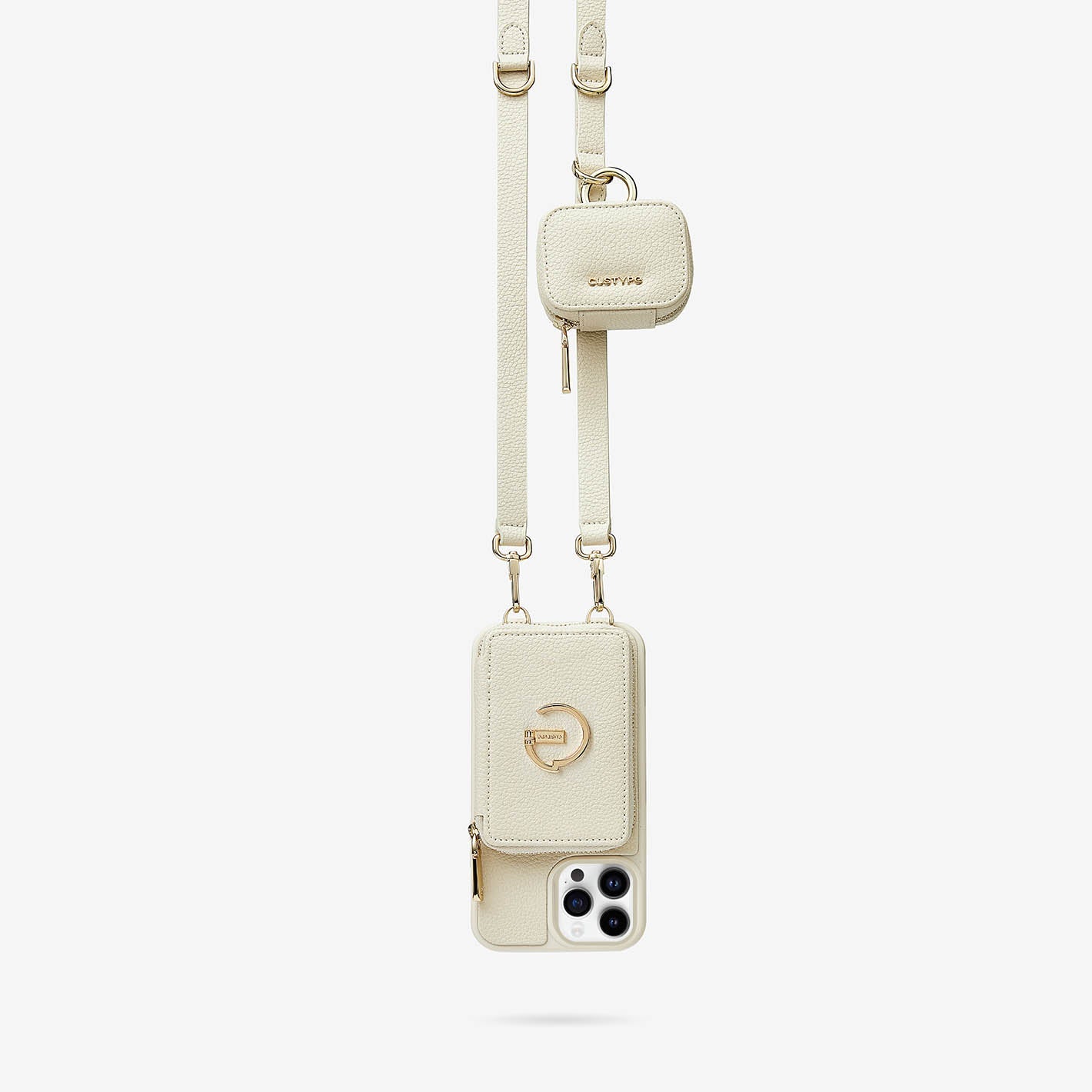 Sleek Kit- Lychee Phone Case Mini Pouch Set-white